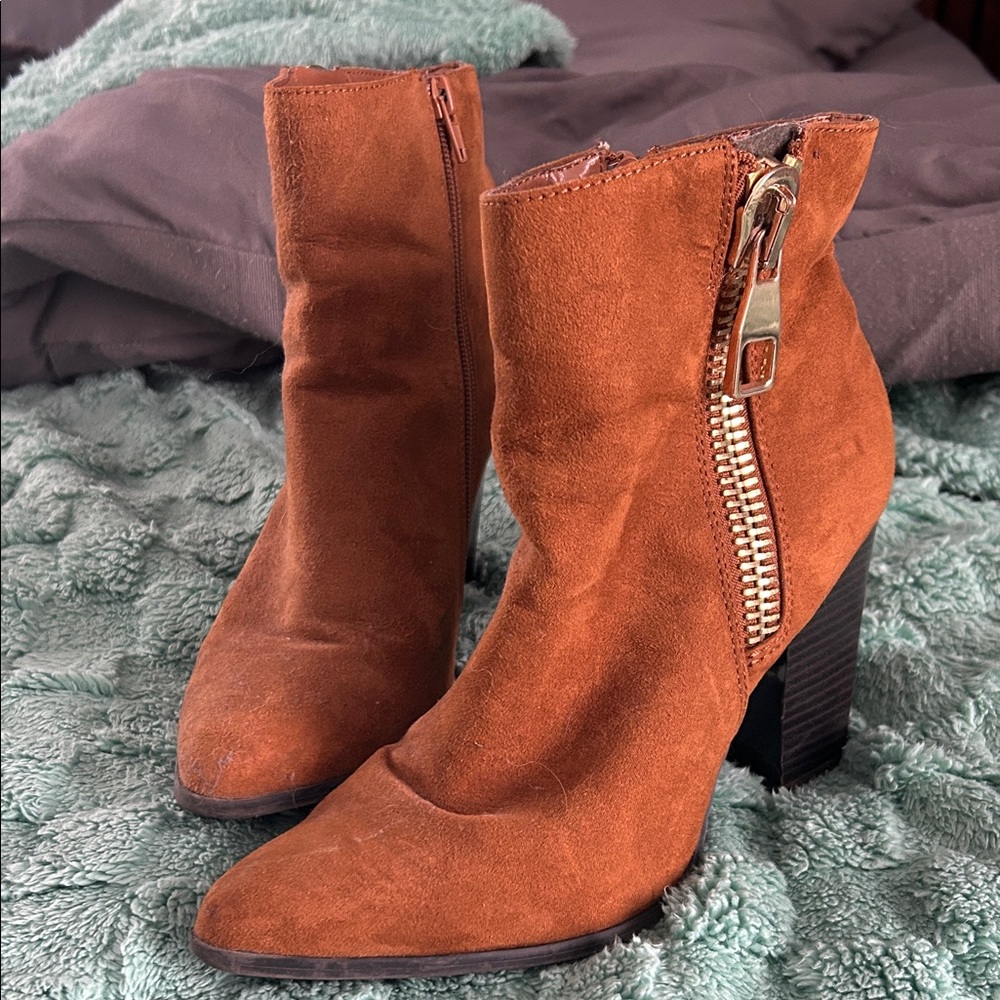 Express Rust Suede Heeled Boots